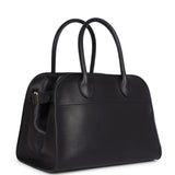 The Row Soft Margaux 10 Bag Black Calfskin Gold Hardware