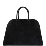 The Row Soft Margaux 15 Bag Black Suede Gold Hardware