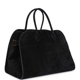 The Row Soft Margaux 15 Bag Black Suede Gold Hardware