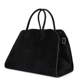 The Row Soft Margaux 15 Bag Black Suede Gold Hardware