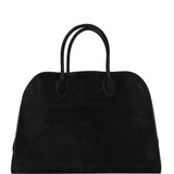 The Row Soft Margaux 15 Bag Black Suede Gold Hardware