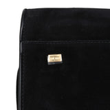 The Row Soft Margaux 15 Bag Black Suede Gold Hardware