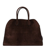 The Row Soft Margaux 15 Bag Brown Suede Gold Hardware