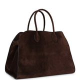 The Row Soft Margaux 15 Bag Brown Suede Gold Hardware