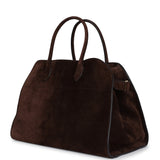 The Row Soft Margaux 15 Bag Brown Suede Gold Hardware