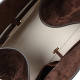 The Row Soft Margaux 15 Bag Brown Suede Gold Hardware