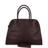 The Row Soft Margaux 12 Bag Dark Brown Saddle Leather Silver Hardware