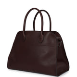 The Row Soft Margaux 12 Bag Dark Brown Saddle Leather Silver Hardware