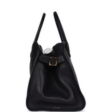 The Row Soft Margaux 15 Bag Black Saddle Gold Hardware