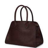 The Row Soft Margaux 10 Bag Dark Brown Saddle Leather Silver Hardware