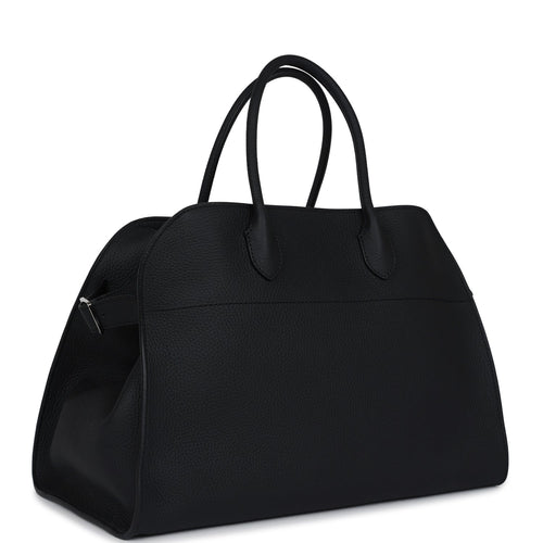 The Row Soft Margaux 15 Bag Black Calfskin Silver Hardware