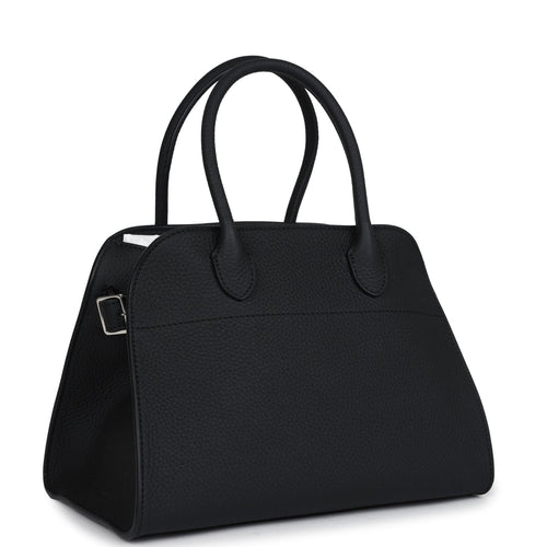 The Row Soft Margaux 10 Bag Black Calfskin Silver Hardware