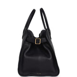 The Row Soft Margaux 15 Bag Black Saddle Gold Hardware