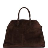 The Row Soft Margaux 15 Bag Brown Suede Gold Hardware