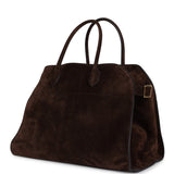 The Row Soft Margaux 15 Bag Brown Suede Gold Hardware