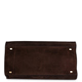 The Row Soft Margaux 15 Bag Brown Suede Gold Hardware