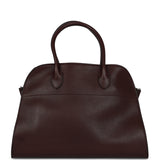 The Row Soft Margaux 12 Bag Dark Brown Saddle Leather Silver Hardware