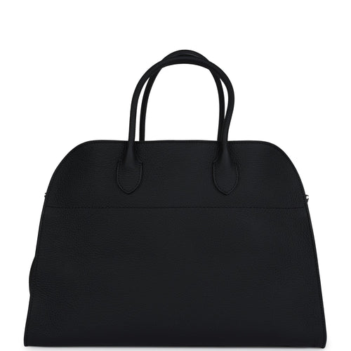 The Row Soft Margaux 15 Bag Black Calfskin Silver Hardware