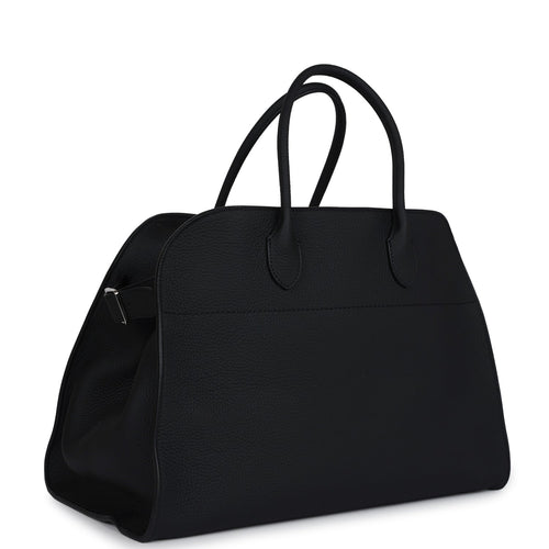 The Row Soft Margaux 15 Bag Black Calfskin Silver Hardware