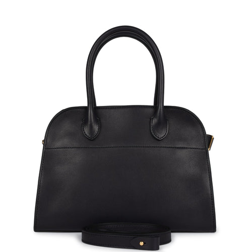 The Row Soft Margaux 10 Bag Black Saddle Leather Gold Hardware