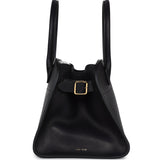 The Row Soft Margaux 10 Bag Black Saddle Leather Gold Hardware