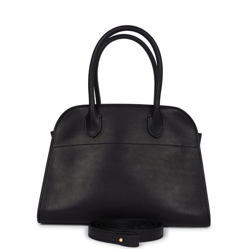 The Row Soft Margaux 10 Bag Black Saddle Leather Gold Hardware
