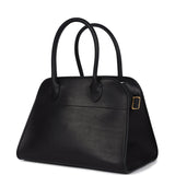 The Row Soft Margaux 10 Bag Black Saddle Leather Gold Hardware