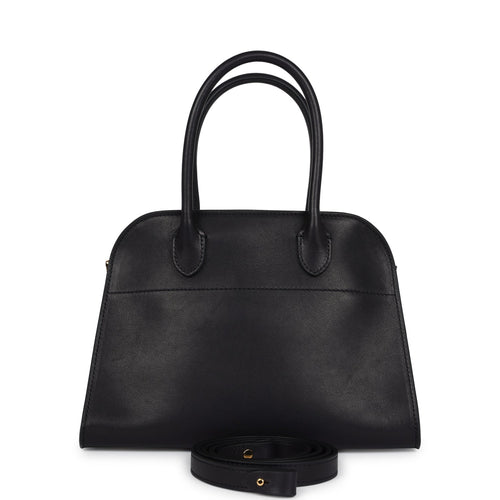 The Row Soft Margaux 10 Bag Black Saddle Leather Gold Hardware
