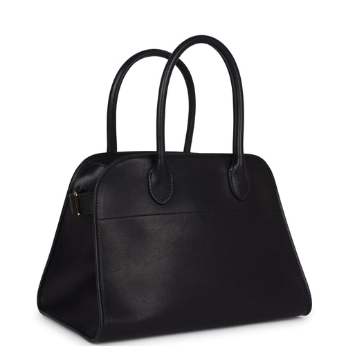 The Row Soft Margaux 10 Bag Black Saddle Leather Gold Hardware
