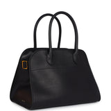 The Row Soft Margaux 10 Bag Black Saddle Leather Gold Hardware