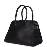 The Row Soft Margaux 10 Bag Black Saddle Leather Gold Hardware