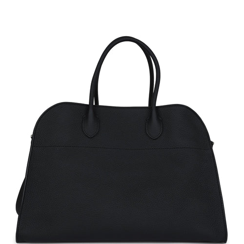 The Row Soft Margaux 15 Bag Black Calfskin Silver Hardware