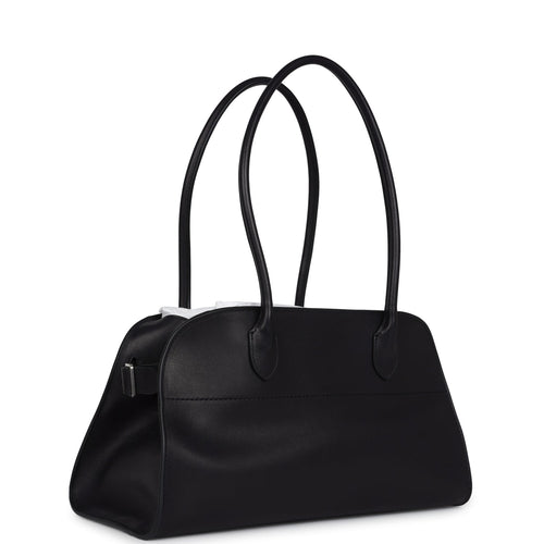 The Row Shoulder Margaux 12 Bag Black Saddle Silver Hardware