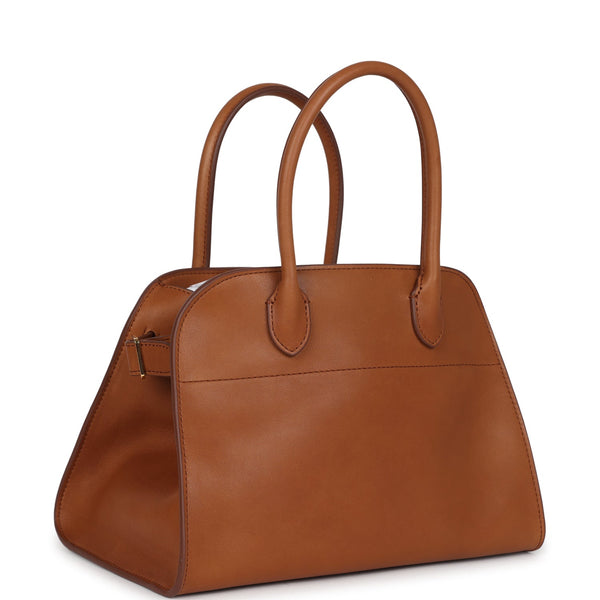 THE ROW Soft Margaux 10 Saddle leather smooth calf 2WAY bag handbag Shoulder Bag Aging Brown
