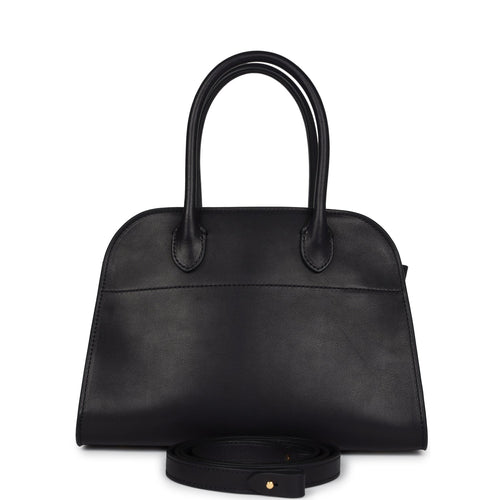 The Row Soft Margaux 10 Bag Black Saddle Leather Gold Hardware