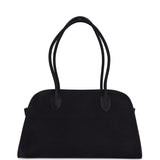 The Row Shoulder Margaux 12 Bag Black Nubuck Silver Hardware