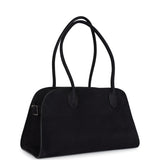 The Row Shoulder Margaux 12 Bag Black Nubuck Silver Hardware