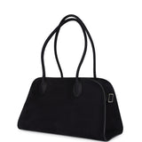 The Row Shoulder Margaux 12 Bag Black Nubuck Silver Hardware