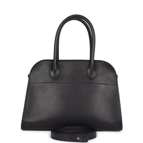 The Row Soft Margaux 10 Bag Black Saddle Leather Gold Hardware