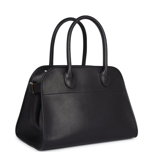 The Row Soft Margaux 10 Bag Black Saddle Leather Gold Hardware