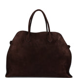 The Row Soft Margaux 17 Bag Mocha Suede Gold Hardware