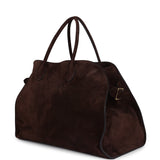 The Row Soft Margaux 17 Bag Mocha Suede Gold Hardware