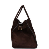 The Row Soft Margaux 17 Bag Mocha Suede Gold Hardware