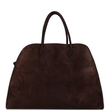 The Row Soft Margaux 17 Bag Mocha Suede Gold Hardware