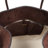 The Row Soft Margaux 17 Bag Mocha Suede Gold Hardware