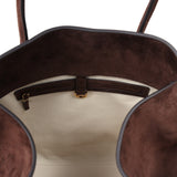 The Row Soft Margaux 17 Bag Mocha Suede Gold Hardware