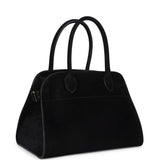 The Row Soft Margaux 10 Bag Black Suede Gold Hardware