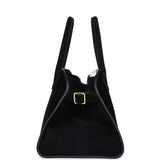 The Row Soft Margaux 10 Bag Black Suede Gold Hardware