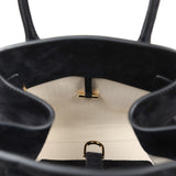 The Row Soft Margaux 10 Bag Black Suede Gold Hardware