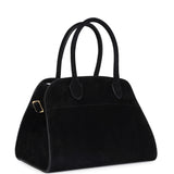 The Row Soft Margaux 10 Bag Black Suede Gold Hardware